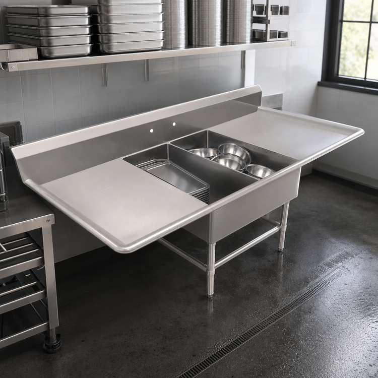 Product image #3 for John Boos Pro-Bowl 2-Compartment Platter Sink with Left and Right 30-Inch Drainboards