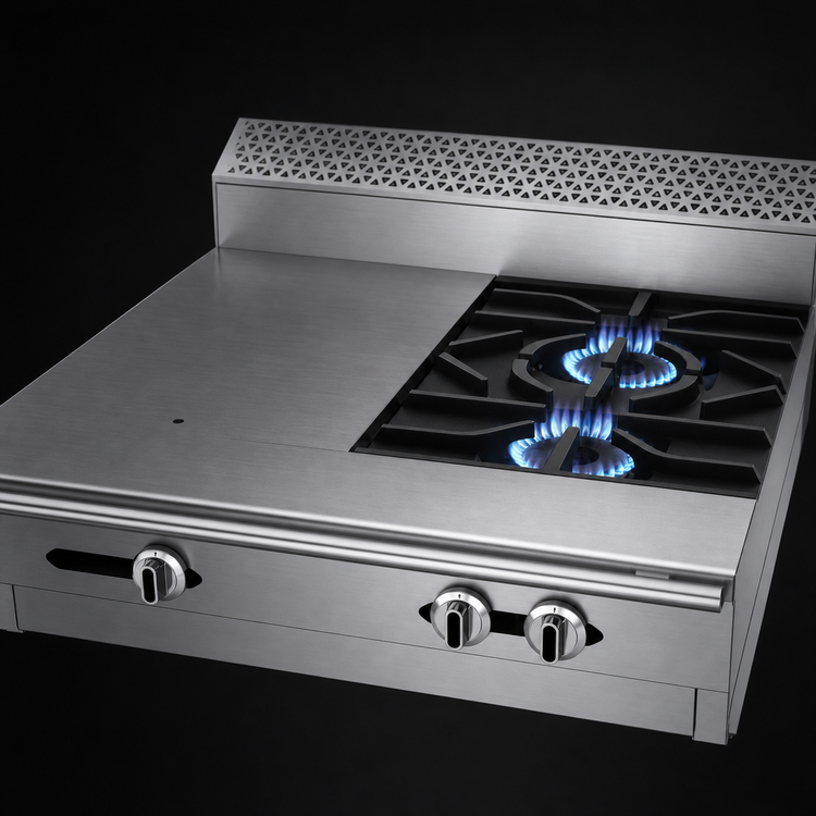 Product image #3 for Garland Cuisine 36-Inch Heavy Duty Modular Top Natural Gas Combination Top Range with 2 Open Burners and 18-Inch Hot Top
