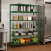 Thumbnail image #3 for Steel Works Stainless Heavy Duty 5-Tier Wire Shelving Unit, 60 x 21 x 84 Inches, Green Epoxy Coated