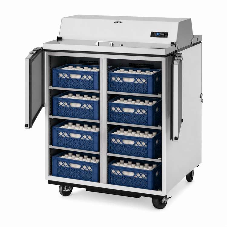Product image #3 for True Mobile Dual-Sided Forced-Air School Milk Cooler, 8-Crate Capacity
