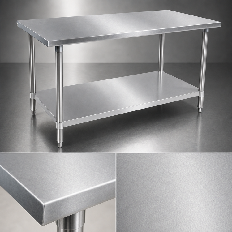 Product image #3 for John Boos Stallion 120" x 24" 16-Gauge Stainless Steel Flat Top Work Table with Undershelf