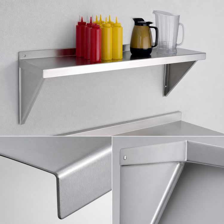 Product image #3 for New Age Heavy-Duty Bracket-Mounted Solid Wall Shelf, 36 x 12 in., 12-Gauge Aluminum