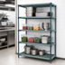 Thumbnail image #3 for Quantum 4-Tier Stationary Louvered Wire Plastic Mat Shelving Unit, 60 x 21 x 86 Inch, Green Epoxy Antimicrobial Coating