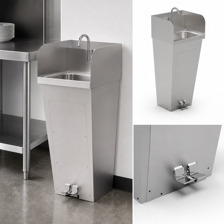 Product image #3 for John Boos Pro-Bowl Floor-Mount Stainless Steel Hand Wash Sink with Tapered Pedestal and 14 x 10 Inch Bowl