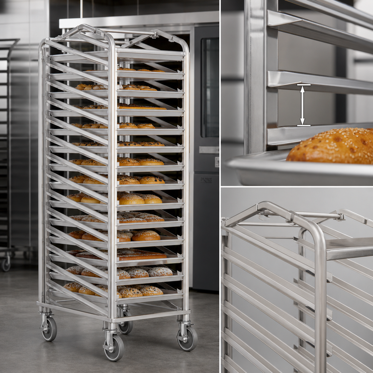 Product image #3 for Baxter Heavy Duty Stainless Steel Single Side Load Rack for Single Rack Ovens, 20 Slides