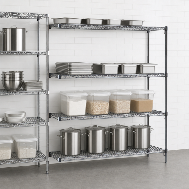 Product image #3 for Metro Super Erecta Super Adjustable Add-On Wire Shelving Unit, 72"W x 21"D x 63"H, 4 Shelves, Chrome Plated