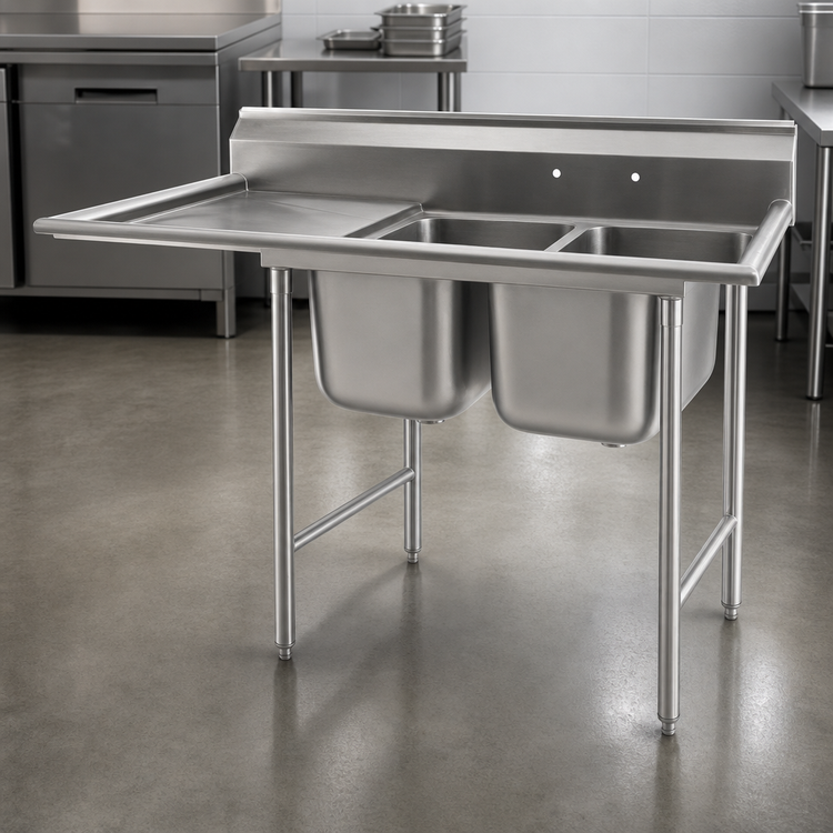 Product image #3 for Eagle Group 69-Inch 2-Compartment Sink With 18-Inch Left Drainboard