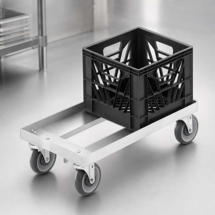 Product image #4 for Aluminum Glass Rack / Milk Crate Dolly for One 13 x 19 Crate