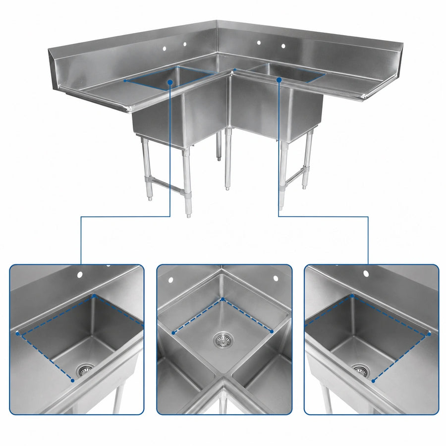 Three-Compartment Corner Layout