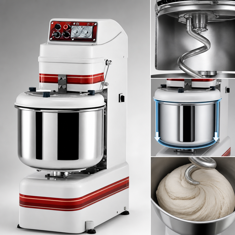 Product image #3 for Univex Silverline SL50 Fixed-Bowl Spiral Dough Mixer, 70 Qt., 110 lb. Capacity, 3-Phase