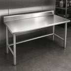 Thumbnail image #3 for Eagle Group Budget Series T2484STB-BS 84-Inch x 24-Inch 430 Stainless Steel Work Table with 4-1/2-Inch Backsplash and Open Tubular Base