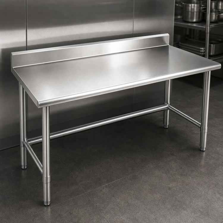 Product image #3 for Eagle Group Budget Series 84-Inch x 24-Inch Stainless Steel Work Table with 4-1/2-Inch Backsplash and Tubular Base