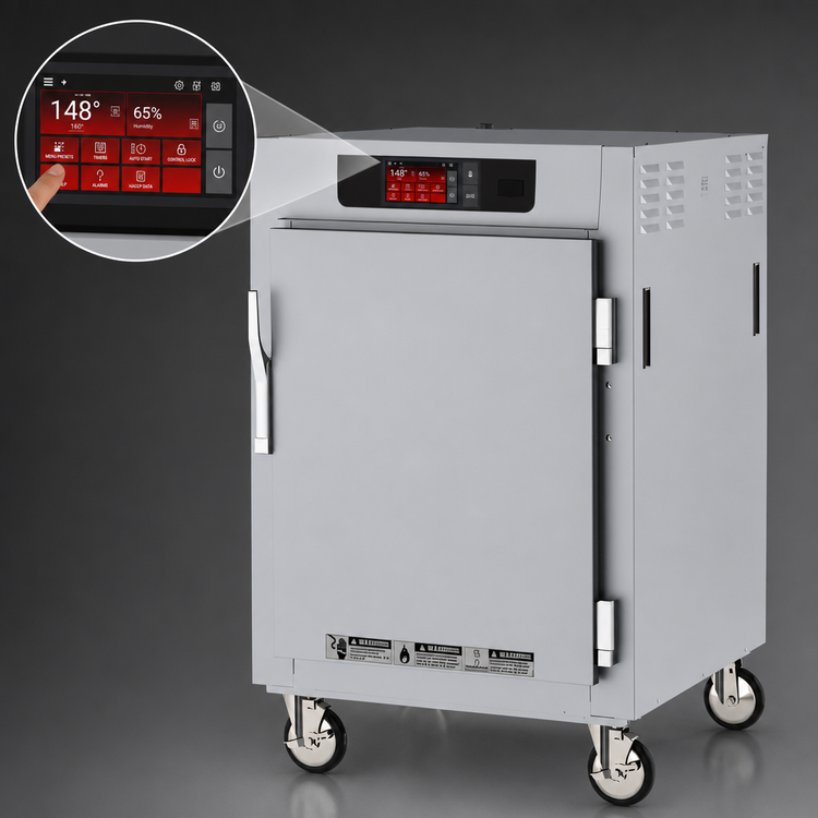 Product image #3 for Metro C5 8 Series Mobile Pass-Thru Half-Height Controlled Temperature Holding Cabinet, 8 Full-Size Pan Capacity, Lip Load Slides
