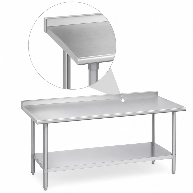 Product image #3 for Duke Standard 416 Series Stainless Steel Work Table with 1-1/8-Inch Straight Riser, 72 x 30 Inches