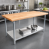 Thumbnail image #3 for John Boos 120 Inch Northern Hard Rock Maple Wood Top Work Table with Stainless Steel Base and Adjustable Undershelf