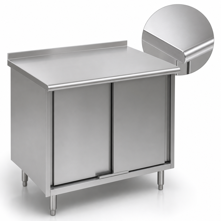 Product image #3 for Spec-Master Enclosed Work Table with Sliding Doors, 36 x 30 Inches, 14-Gauge Stainless Steel Top