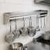 Thumbnail image #3 for Commercial Wall-Mounted Stainless Steel Pot Rack Shelf with 11 Removable Hooks, 132-Inch x 10-Inch