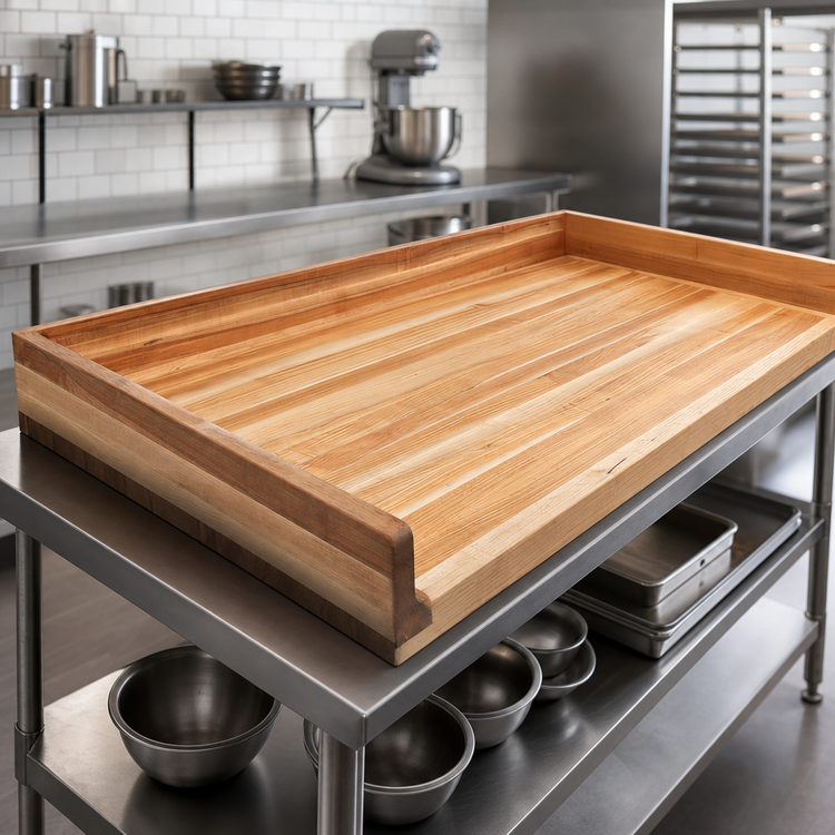 Product image #3 for 96-Inch x 30-Inch Hard Maple Bakers' Table Replacement Top with 4-Inch Coved Risers