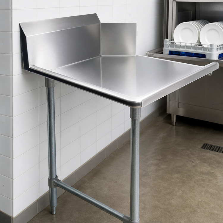 Product image #3 for BK Resources 48-Inch Straight Clean Dish Table, Right-To-Left, Galvanized Legs