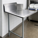 Thumbnail image #3 for BK Resources BKCDT-48-L 48-Inch Straight Clean Dish Table, Right-to-Left, 18-Gauge 304 Stainless Steel, 10-Inch Backsplash, Galvanized Legs
