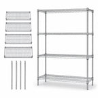 Thumbnail image #3 for Quantum WR54-2448S 304 Stainless Steel Wire Shelving Starter Kit, 4-Shelf, Stationary, 48"W x 24"D x 54"H