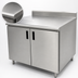 Thumbnail image #3 for Advance Tabco Special Value Economy Enclosed Work Table with Cabinet Base, Mid-Shelf and Hinged Doors, 48 x 30 Inch, 304 Stainless Steel Top, 5 Inch Backsplash