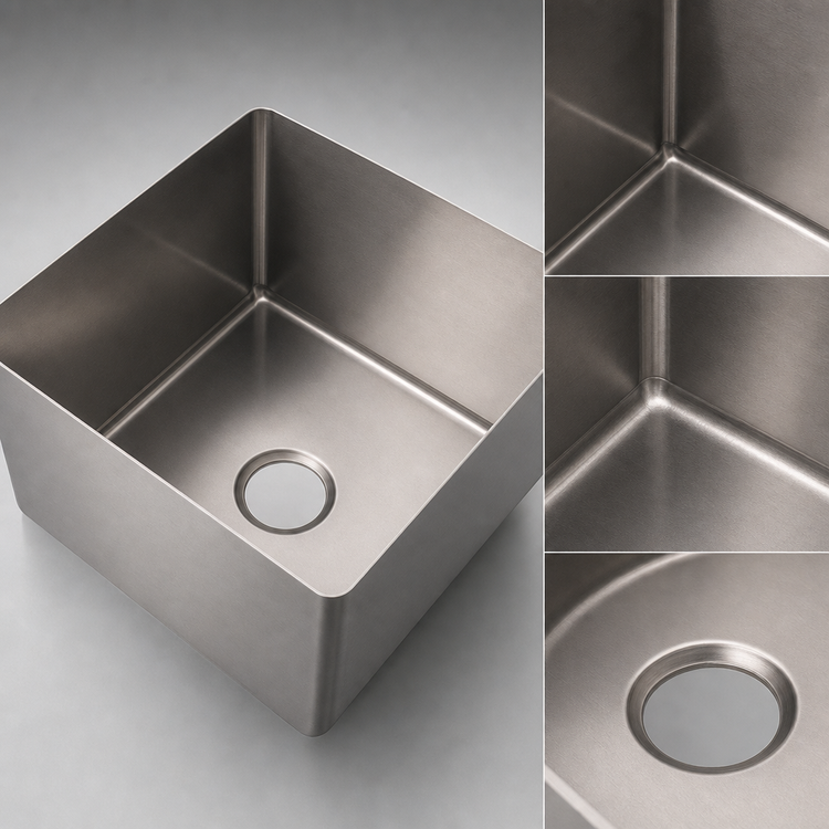 Product image #3 for Eagle Group Seamless Welded-In Straight Wall Sink, 1 Compartment, 24 x 24 x 12 Inches, 14 Gauge 304 Stainless Steel