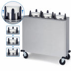 Thumbnail image #3 for Dinex DXPIDP3E1012 Stainless Steel Enclosed Mobile Unheated 3-Compartment Plate Dispenser for 10-1/8-Inch Round Plates