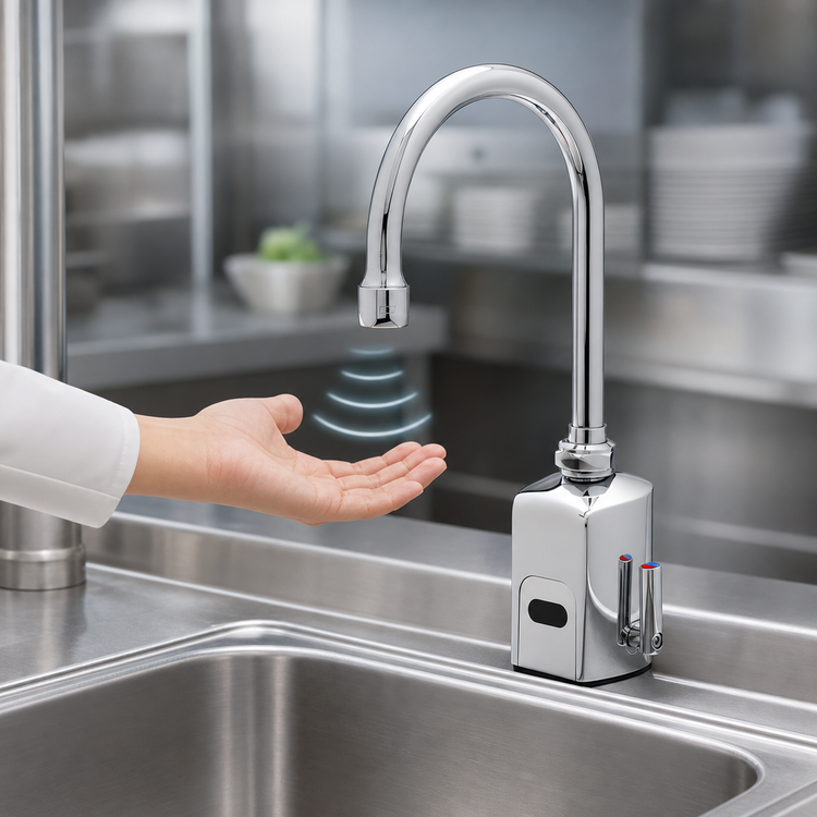 Product image #3 for ChekPoint Above Deck Touchless Single-Hole Deck-Mount Gooseneck Faucet