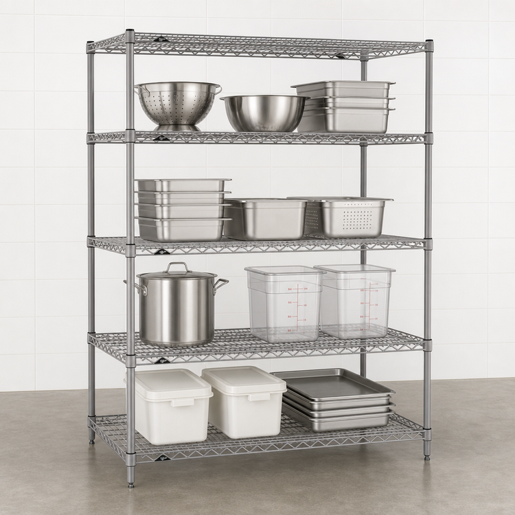 Product image #3 for Metro Super Erecta 48" W x 24" D x 63" H Starter Wire Shelving Unit, 4 Shelves, Metroseal Gray Epoxy-Coated Finish