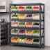 Thumbnail image #3 for Quantum Heavy-Duty Stationary Wire Shelving Unit with 5 Shelves and 12 Clear Bins, 12-Inch Deep x 36-Inch Wide x 39-Inch High
