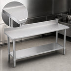 Thumbnail image #3 for Duke Manufacturing 314-2472-5R 72" x 24" Stainless Steel Work Table, 14-Gauge 300 Series, 5" Riser, Galvanized Undershelf