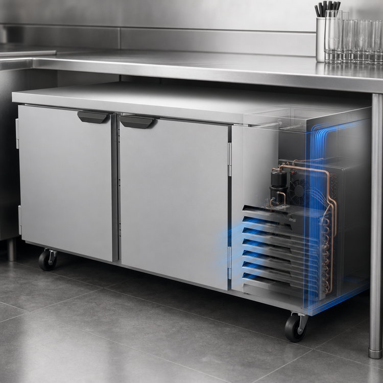 Product image #4 for Beverage-Air UCF67AHC Two-Section Undercounter Side-Mount Freezer, 67-Inch Wide, 20.08 Cu. Ft., Solid Doors