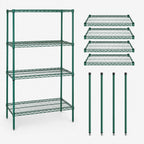 Thumbnail image #3 for Quantum WR74-1424P Stationary Wire Shelving Starter Kit, 24"W x 14"D x 74"H, 4 Shelves/4 Posts, Green Epoxy Finish