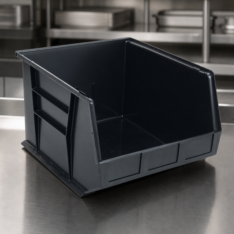 Product image #3 for Quantum Conductive Stackable/Hanging Shelf Bin, 16-1/2 x 18 x 11 Inches, Black