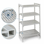 Thumbnail image #4 for Cambro Camshelving® Premium CPU213072V4480 4-Shelf Vented Stationary Polymer Shelving Starter Unit, 21"D x 30"W x 72"H, Speckled Gray