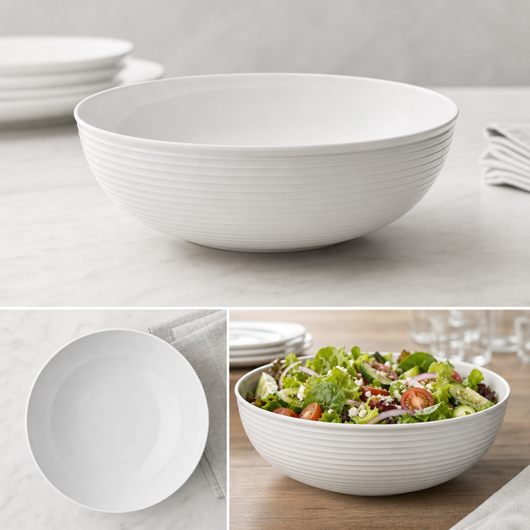 Product image #4 for Cambro Camwear 12-Inch Round Ribbed Bowl, 5.8 Quart, White Polycarbonate