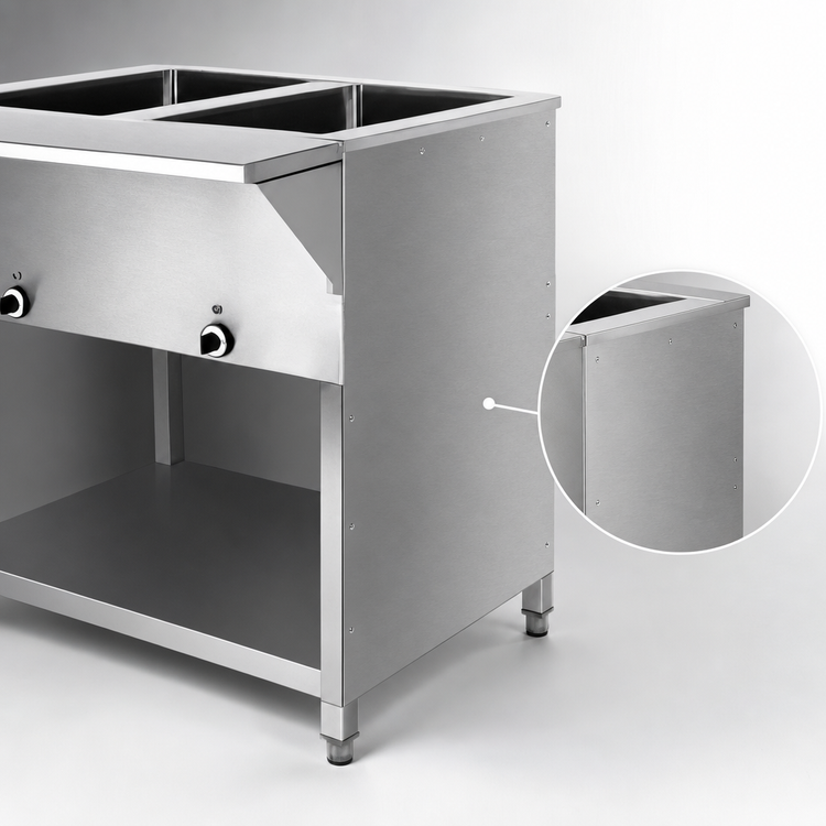 Product image #3 for One-Piece Stainless Steel Back Panel Steam Table Enclosure for 5-Well Steam Tables
