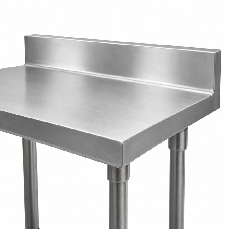 Product image #3 for BK Resources CVTR5-6024 60" W x 24" D T-304 16-Gauge Stainless Steel Riser Work Table with 5" Backsplash