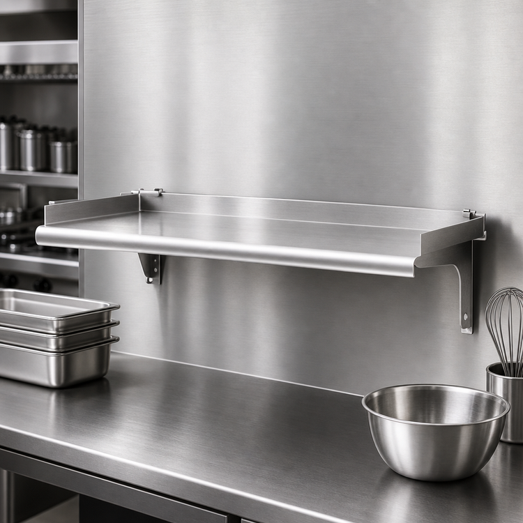 Product image #3 for Eagle Snap-n-Slide Wall-Mounted Shelf with V Marine Front Edge, 72-Inch W x 15-Inch D, 14/316 Stainless Steel