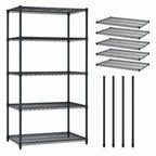 Thumbnail image #3 for Quantum WR86-3660BK-5 Stationary Wire Shelving Starter Kit, 60"W x 36"D x 86"H, 5 Shelves, Black Epoxy Finish