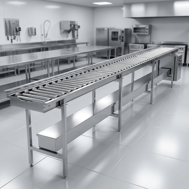 Product image #2 for Dinex DXIESSW18 18-Foot Stainless Steel Tray Make-Up Conveyor with 2-Inch Nylon Skate Wheels