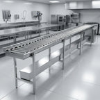 Thumbnail image #2 for Dinex DXIESSW18 18-Foot Stainless Steel Tray Make-Up Conveyor with 2-Inch Nylon Skate Wheels, Non-Powered