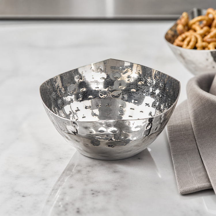 Product image #3 for American Metalcraft Squound 5-1/2 oz Square Stainless Steel Hammered Snack Bowl