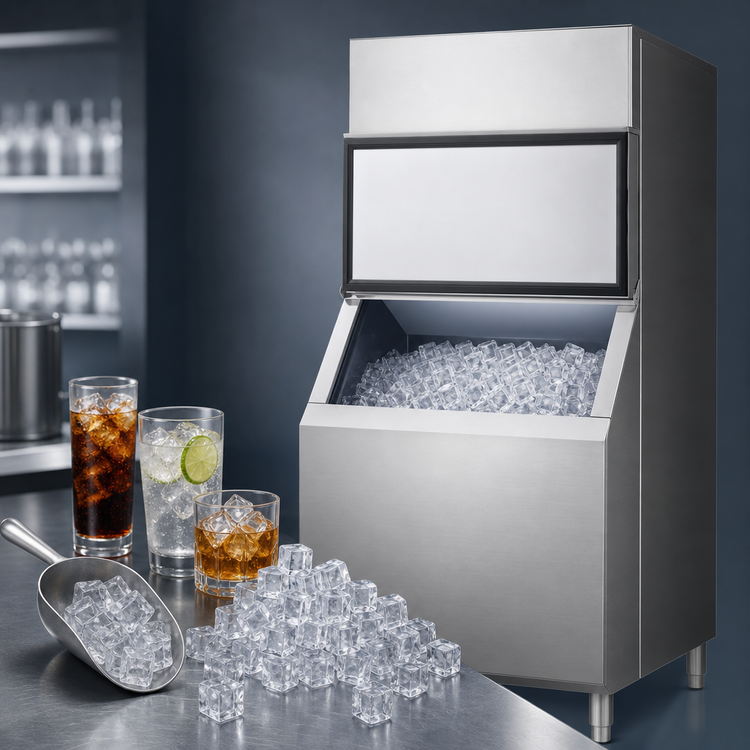 Product image #3 for Maxx Ice 30-Inch Modular Full Dice Ice Machine with 580 lb Storage Bin, Air-Cooled, Stainless Steel