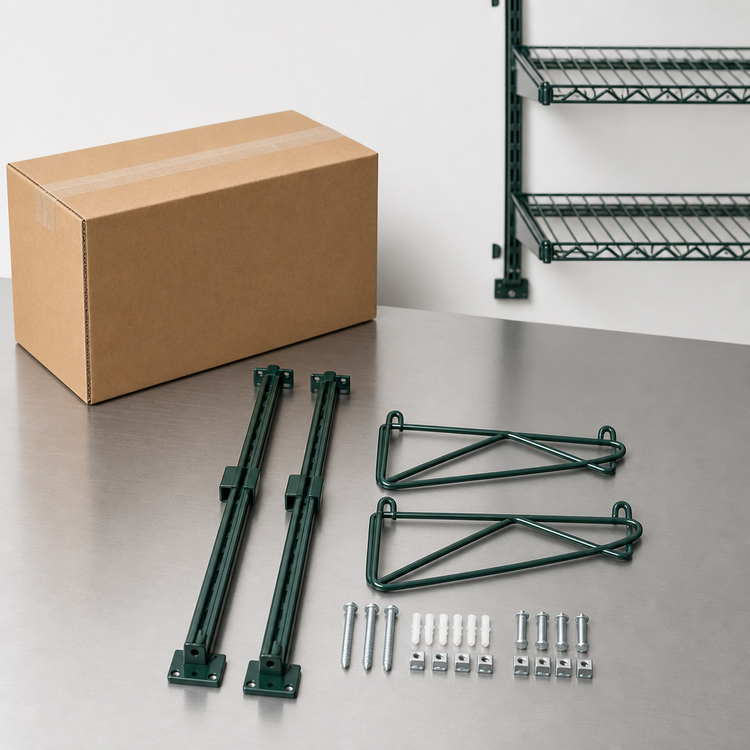 Product image #3 for Eagle Group Valu-Gard Green Epoxy Adjustable Post Wire Wall Mount End Unit Kit for 18-Inch Shelves, 33-Inch Posts