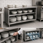 Thumbnail image #3 for Eagle Group Spec-Master PC1896SE-CS-3VP Open Front Stainless Steel Plate Cabinet, 96"W x 18"D, Adjustable Legs Case of 3