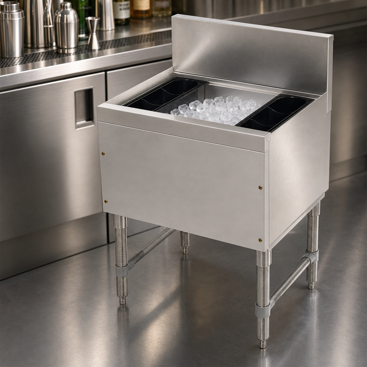 Product image #3 for Advance Tabco Prestige 24-Inch Stainless Steel Bar Ice Chest Without Cold Plate, 15-Inch Deep Bin, 80 lb Capacity