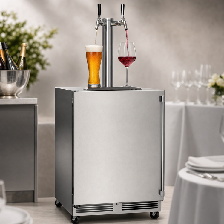 Product image #3 for Perlick HC24RS4S-I0-SLFLT Mobile Beer & Wine Tap with 2 Faucets