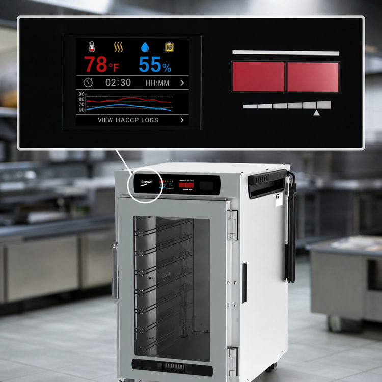 Product image #4 for Metro HotBlox Narrow 8-Pan Pass-Thru Undercounter Insulated Holding Cabinet, Digital Touchscreen, Clear Front Door / Solid Rear Door